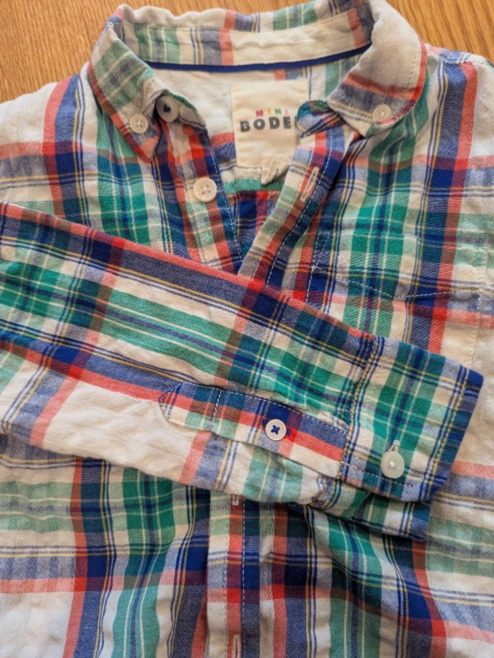 Mini Boden Plaid Button-Down Shirt – Size 2–3Y